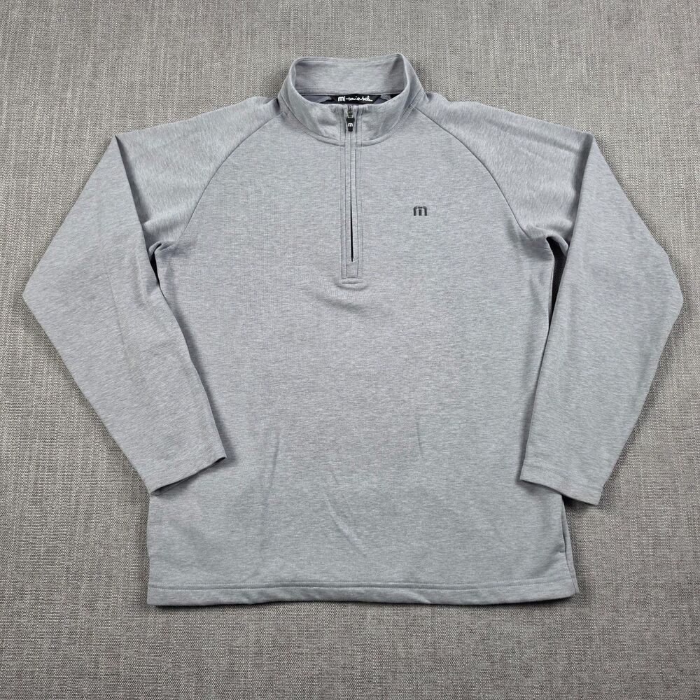 Travis Mathew 1/4 Zip Pullover Mens M Gray Brown-Forman Logo Golf Jacket Preppy